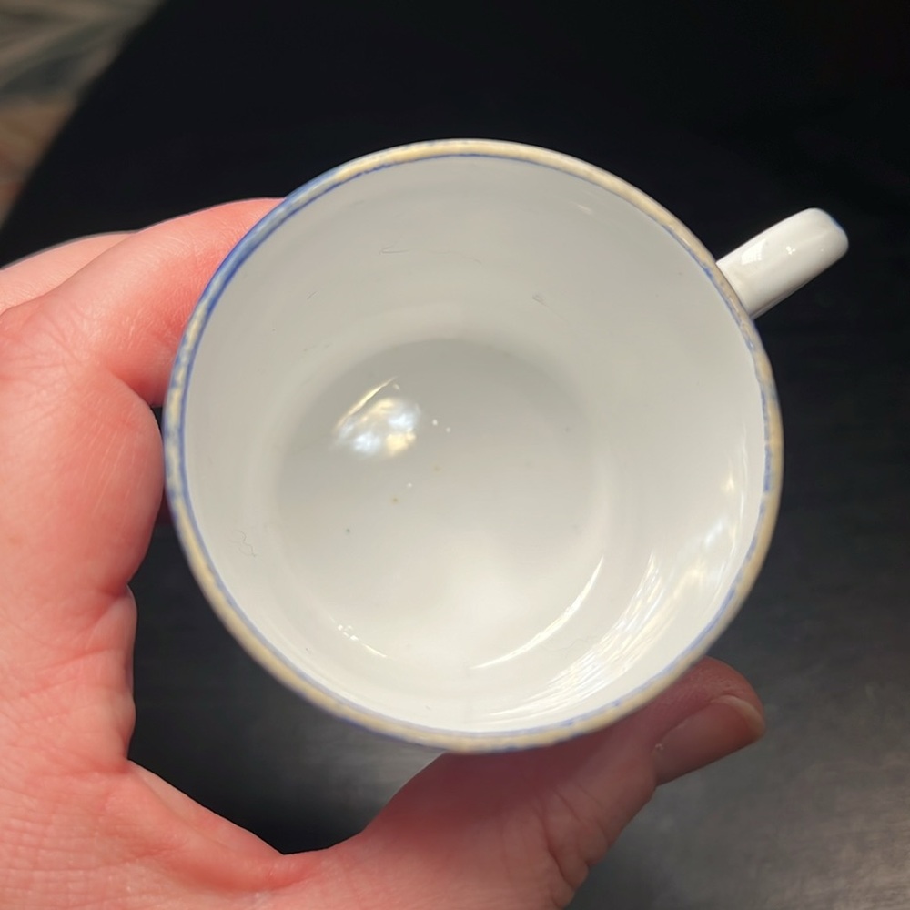 1862-91 Antique Copelands China Blue White Floral Bone China Teacup and Saucer - Picture 7 of 11